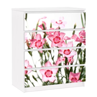 Adhesive film for furniture IKEA - Malm chest of 4x drawers - Pink Flowers