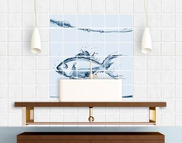 Tile sticker - Liquid Silver Fish