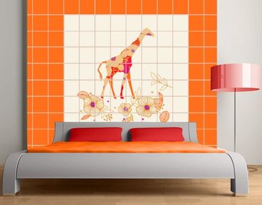 Tile sticker - Floral Giraffe