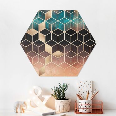 Forex hexagon - Turquoise Rosé Golden Geometry