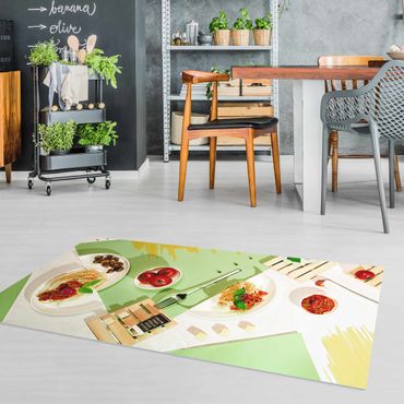 Vinyl Floor Mat - Geometry In The Kitchen - Landscape Format 2:1
