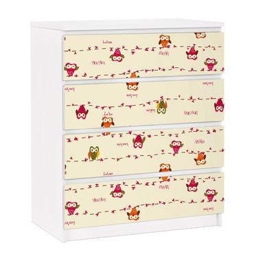 Adhesive film for furniture IKEA - Malm chest of 4x drawers - Owl Howl