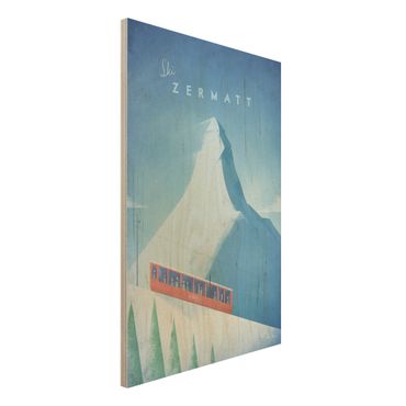 Print on wood - Travel Poster - Zermatt