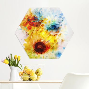 Forex hexagon - Watercolour Flowers Sunflowers