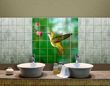 Tile sticker - Hummingbird And Flower