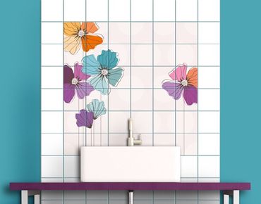 Tile sticker - Poppies In Pastel