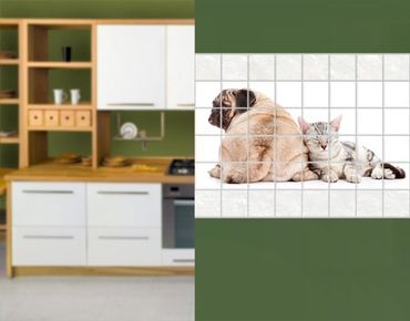 Tile sticker - Puggy And Kitten