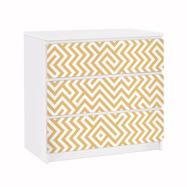 Adhesive film for furniture IKEA - Malm chest of 3x drawers - Geometric Pattern Design Yellow