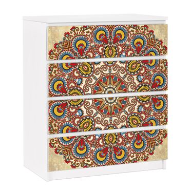 Adhesive film for furniture IKEA - Malm chest of 4x drawers - Coloured Mandala