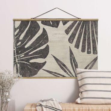 Fabric print with poster hangers - Palm Leaves Light Grey Backdrop