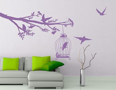 Wall sticker - No.RS51 Birds Nibble Berries
