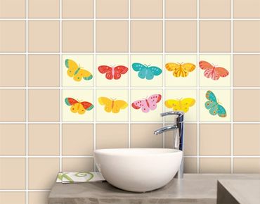 Tile sticker - No.UL723 Butterfly Colourful Set of 10