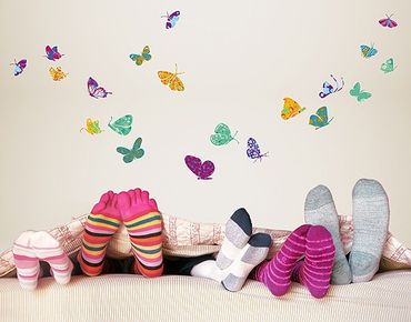 Wall sticker - No.RS74 Colourful Butterflies