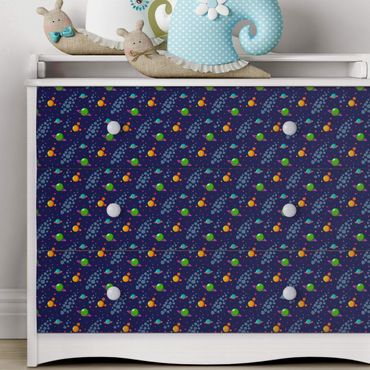 Adhesive film for furniture - Space Children Pattern With Planets And Stars
