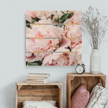 Print on wood - Peonies Light Pink