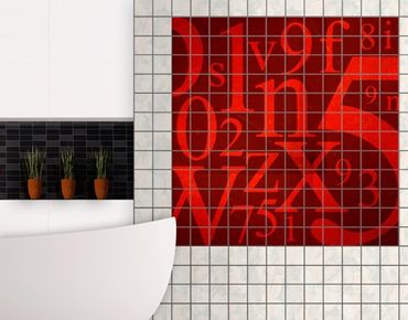 Tile sticker - Characters In Red