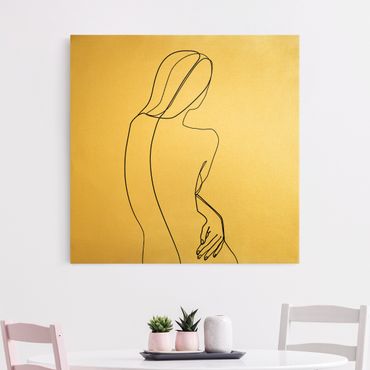Canvas print gold - Line Art Back Woman Black And White