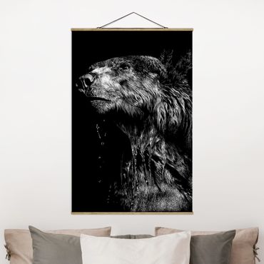Fabric print with poster hangers - Bear In The Dark