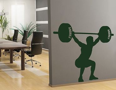 Wall sticker kids - No.RS139 Customised text Weight Lifting