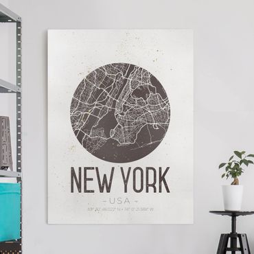 Print on canvas - New York City Map - Retro