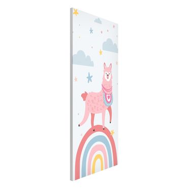 Magnetic memo board - Lama On Rainbow With Stars And Dots