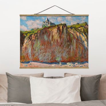 Fabric print with poster hangers - Claude Monet - The Church Of Varengeville In The Morning Light