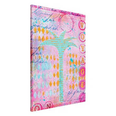 Magnetic memo board - Colourful Collage - Bon Voyage With Palm Tree