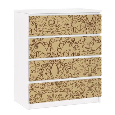 Adhesive film for furniture IKEA - Malm chest of 4x drawers - Spiritual Pattern Beige