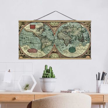 Fabric print with poster hangers - The Old World