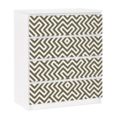Adhesive film for furniture IKEA - Malm chest of 4x drawers - Geometric Design Brown