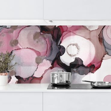 Kitchen wall cladding - Pink Beige Drops With Pink Gold