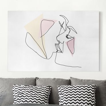 Canvas print - Kiss Faces Line Art