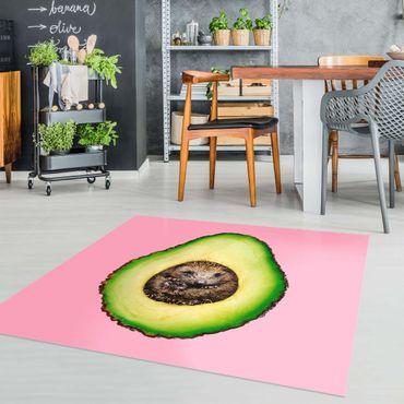 Vinyl Floor Mat - Avocado With Hedgehog - Square Format 1:1