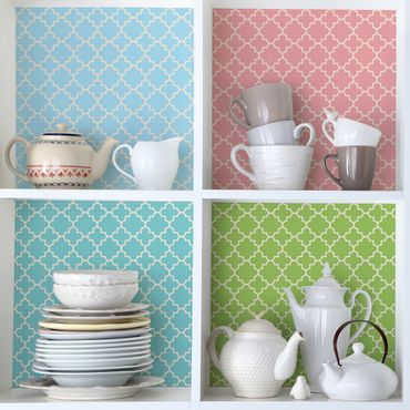 Adhesive film for furniture - Moroccan Tile Mosaic Pattern In 4 Pastel Colours