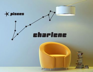 Wall sticker - No.UL815 Customised text Constellation Pisces