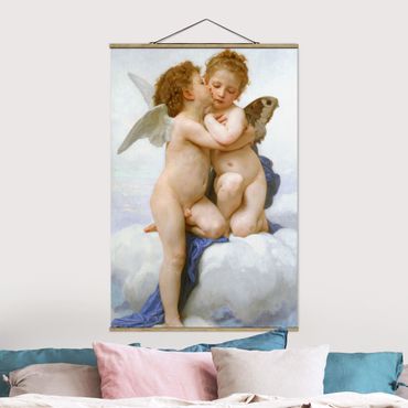 Fabric print with poster hangers - William Adolphe Bouguereau - The First Kiss