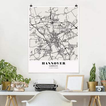 Poster city, country & world maps - Hannover City Map - Classic