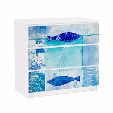 Adhesive film for furniture IKEA - Malm chest of 3x drawers - Fish In The Blue