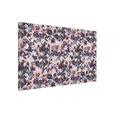 Magnetic memo board - Old Masters Flowers With Tulips And Roses On Pink