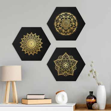 Forex hexagon - Mandala Flower Sun Illustration Set Black Gold