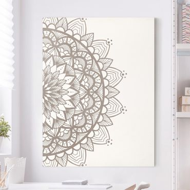 Print on canvas - Mandala Illustration Shabby Beige White