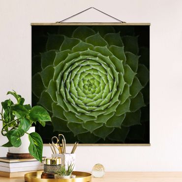 Fabric print with poster hangers - Mandala Succulent