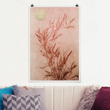 Poster - Golden Sun Pink Bamboo