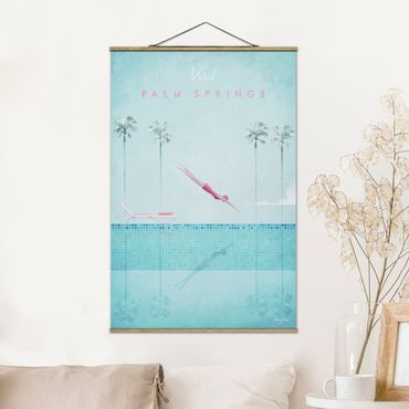 Fabric print with poster hangers - Travel Poster - Palm Springs