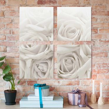 Print on canvas 4 parts - White Roses
