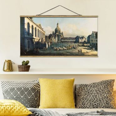 Fabric print with poster hangers - Bernardo Bellotto - New Market Square In Dresden From The Jüdenhof
