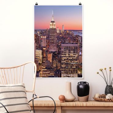 Poster architecture & skyline - Sunset Manhattan New York City