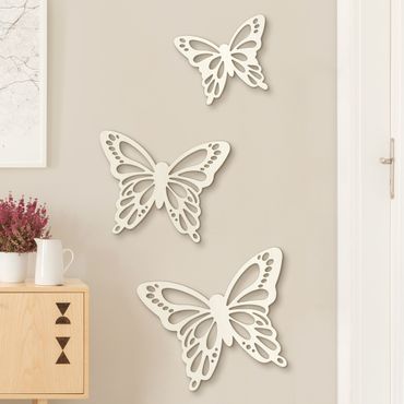 Wooden wall decoration - 3 Butterfly Set