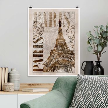 Poster - Shabby Chic Collage - Paris