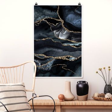 Poster - Black With Glitter Gold
